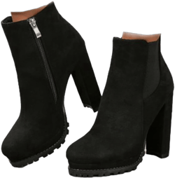 Women's High Heel Ankle Boots Side Strap Zipper Round Toe Chunky Block Heel Fashion Short Ankle Boots 10 Black