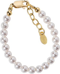 Cherished Moments 14K Gold-Plated Bracelet for Babies, Toddlers, Kids, and Little Girls with High-End Simulated Pearls Gift for Baby Shower, Flower Girl, or Granddaughter SM (0-9 Months)