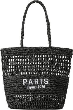 Straw Bag for Women Summer Trendy Foldable Mesh Crochet Tote Bag Straw Beach Purses and Handbags for Vacation Black