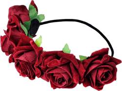 Rose Headband Flower Wreath Crown Hair Bands Big Floral Garland Christmas Hair Hoop Women Girl Hairband Party Decoration Headdress Cosplay Costume Headwear Handmade Headpiece Hair Accessories Burgundy Garland Burgundy Style