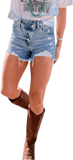 Women Sexy Cut Off Denim Shorts Ripped Frayed Hem Casual Bermuda Short with Pocket Summer Mini Hot Pants X-Large Blue