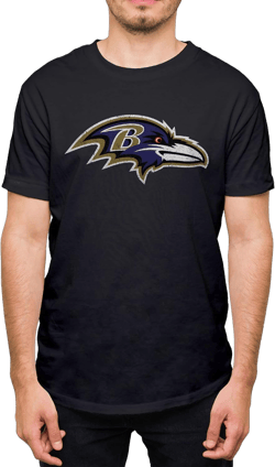 Hybrid Sports NFL - Distressed Team Logo - Officially Licensed Adult Short Sleeve Fan Tee for Men & Women Baltimore Ravens X-Large Baltimore Ravens - Black
