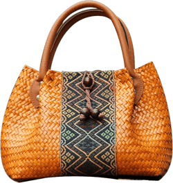 Beach Bag for Women, Handmade Rattan Tote Bag, Leather Handle, Boho Retro pattern Straw Woven Handbag, Large Summer Beach Vacation Bag (Khaki)