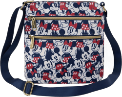 Loungefly Mickey and Minnie Mouse Crossbody Purse Women's Passport Bag Navy Nylon
