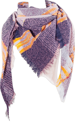 Wander Agio Womens Winter Scarfs Warm Scarf Half Shawls Triangle Scarves Stripe Plaid Yellow Purple 02