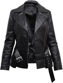 USC Bravado Black Biker Classic Vintage Leather Jacket For Women| Women's Zipper Front Casual Motorcycle Outerwear Jacket