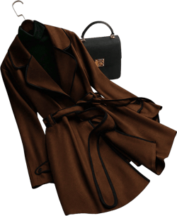 SHEIN Clasi Plus Size Women Rimmed Lapel Neck Long Sleeve Elegant Woolen Jacket, Autumn/Winter