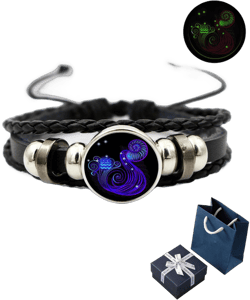 Spirilet Zodiac Manifestation Bracelet, Spiritual Amulet, Glow In The Dark, For Women And Men (Aquarius)