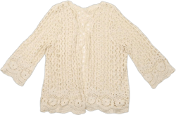 Women Long Sleeve Cardigan Hollow Crochet Floral Sweater Coat Beach Mesh Shrug (White) One Size Beige