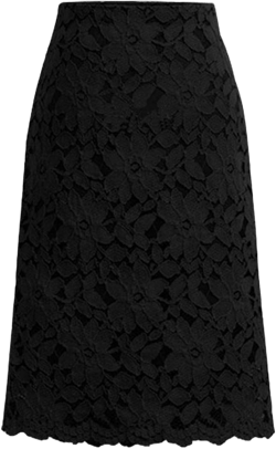 ebossy Women's Elegant Floral Lace Knee Length Pencil Skirt Large Black