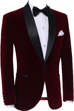 Ulnomio Men's Velvet Blazer Shawl Lapel One Button Jacket for Wedding Dinner 40 Burgundy
