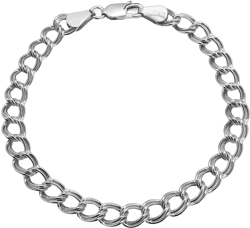 Hoops & Loops 925 Sterling Silver 6mm Italian Double Link Chain Bracelet for Charms, 6 3/4-7'' Women Men, Silver Yellow Gold