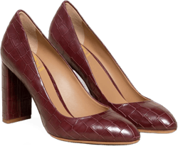 LEHOOR Women Chunky Block High Heel Pumps Shoes Pointed Closed Toe Slip On 3" Heels Dress Sandals Suede Crocodile Patent Leather Work Shoe Office Ladies Formal Dressy Wedding Party Retro 4-11 M US 10 Matte-croc Burgundy