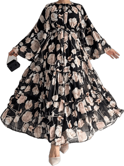 Women's Chiffon Floral Print Maxi Dress