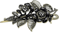 AKOAK Vintage Black Rose Flower Style Rhinestone Hair Clip Retro Hairpin Hair Accessories for Women Girls