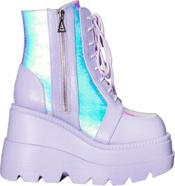 LASR Fairy Kiss Platform Boots - Lavender - Rave Festival EDM Iridescent Techno Dance Wear Party (us_footwear_size_system, adult, women, numeric, medium, numeric_10)