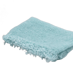 Newborn Photography Props Outfit Girl Boy Mohair Lace Hat with Wrap Blanket Crochet Knit Baby Photo Props Light Blue
