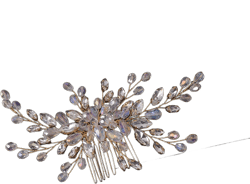 Beaded Hair Comb for Bride Bridal Hair Pieces Crystal Wedding Hair Accessory for Women and Girls Silver Cute Jewelry (Gold)