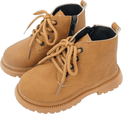 FEOYA Unisex Child Faux Leather Ankle Boots Non-Slip Lace Up Zipper Outdoor School Boots 2024 8 Toddler Brown