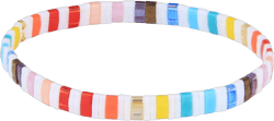 C·QUAN CHI Stackable Rainbow Color Tila Bead Bracelets for Women Boho Friendship Gift Stretch 840R