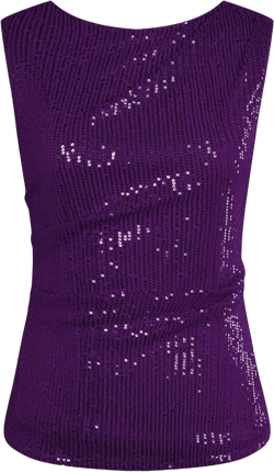 GRACE KARIN Womens Tank Tops Crew Neck Sleeveless Sequin Top Backless Sparkle Shimmer Party Glitter Shirts XX-Large Purple