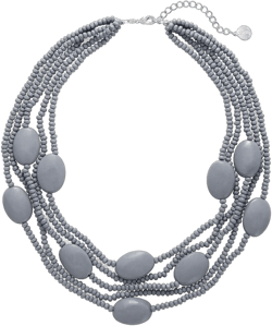 Coiris Multi Color 5 Layers Wood Beads Strand Statement Necklace for Women Chunky Collar (N0019) N0019-Grey
