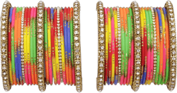 Ratna Traditional Gold Tone Antique Bangle Set Women Wedding Wear Indian Bollywood 40 Pcs Bangles Bracelet Pair Jewelry (MultiColor, 2.4)