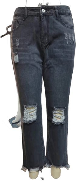Women's Destroyed Jeans Skinny Stretch Ripped Hole Patchwork High Waisted Raw Hem Boyfriend Denim Pants