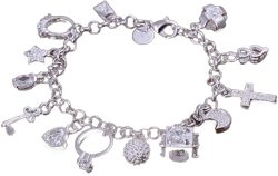 CreativeArrowy Tiny Bracelet 13 Pendant Gold Plated Cute Chain Bracelet Tiny Charm Dainty Handmade Bracelet for Women Teen Girls Silver 1pcs