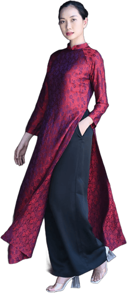 Red silk ao dai women, Mulberry silk ao dai, Premium silk ao dai, Ao dai tunic dress, Vietnamese lunar new year dress 2024, Ao dai women
