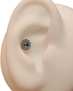 16G Medusa Piercing Jewelry/Lip Stud Jewelry/Cartilage Earrings/Titanium Shiny Zirconia Flower Shape Flat Back Earrings