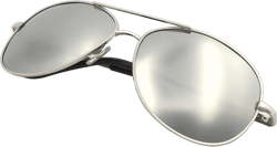 J+S Premium Military Style Classic Aviator Sunglasses, Polarized, 100% UV protection for Men Women Silver Frame/Silver Mirror Lens Classic Aviator - Large 62mm