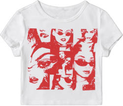 SOLY HUX Women's Graphic Tees Summer Figure Print Short Sleeve T Shirts Crop Top White Graphic L