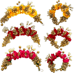 LOVENSPIRE Designer Rose Gajra Traditional Indian Hair Accessory Artificial Flower Jewelry Handmade Veni Tiara for Women Party Wear Bridal Mehndi Hair Bun Classical Dance Jewelry Red
