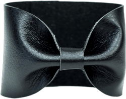 Forgotten Cotton Bow Cuff Bracelet Faux Leather Wristband Wrist Accessory for Women (Black)