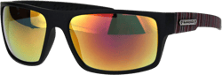 PASTL Biohazard Sunglasses Mens Casual Fashion Rectangular Shades UV 400 Black Red (Orange Mirror) 61 Millimeters