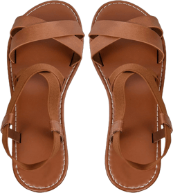 Floerns Women's Flat Sandal Criss Cross Ankle Strap Leather Slip on Summer Shoes 6.5 Brown