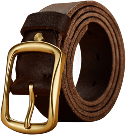 Mens Retro Leather Dress Belt Washed Top Grain Genuine Leather Belt with Brass Buckle 115(Waist size:37") Coffee