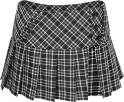 FURPHI Mini Plaid Pleated Skirt Women's US Size Low Waist Slit Schoolgirl Uniform X-Large Black