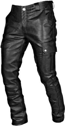 Men's Faux Leather Pants Fashion Steampunk Goth Pants Pocket Slim Fit Leather Pants Trousers with Multi Pockets Black Medium