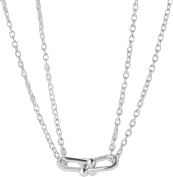 Gold Cross Horse Shoe Layered Chain Link Necklace Dainty Personalized Chunky U Shaped Horseshoe Buckle Clavicle Chain Necklace for Women Minimalist Birthday Prom Party Holiday Fashion Jewelry Gifts Silver