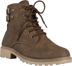 Women's Ankle Combat Military Lace Up Work Boots Ladies Casual Shoes WY26 7.5 Brown (Run Small. Order One Full Size Up)