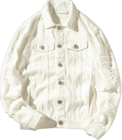 Wjnvfioo Men's Fashion Jeans Jacket Solid Spring Autumn Cotton Denim Jacket Ripped Hole Jean Coats X-Large White