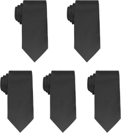 Mens Tie Solid Satin Neck Ties 3.15'' Formal Necktie for Wedding Business Christmas Father's Valentine's Day Gift Black 5 Pcs