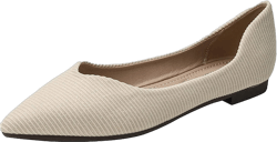 NONOLA Women's Slip On Casual Fashion Non Slip Flats Pointed Toe Ballet Flats Dress Shoes Beige