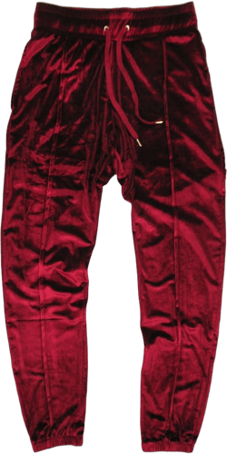 VFIVE UNFOUR Unisex Velvet Velour Running Gym Jogging Pants Large Wine Red