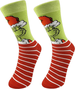 KYGABAK Grinch Cartoon Socks Grinch Socks Christmas Socks Fun Novelty Mens/Womens Crew Character Socks Green