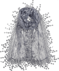 Be Your Own Style BYOS Women’s Elegant Lightweight Crochet Lace Shawl Scarf Leafy Various Patterns Leafy Gray