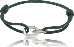 Made by Nami Nautical Bracelets for Men Adjustable and Waterproof Rope Bracelet for Men with Stainless Steel Charm Gift for Him (Emerald Green Silver)
