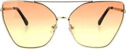 Oversized Fashion Sunglasses Womens Butterfly Trapezoid Metal Frame Gold (Orange Yellow) 63.5 Millimeters